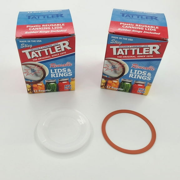 Reusable Canning Lids Bundle Includes 24 Regular Mouth Tattler Lids and Rings