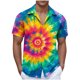 thumbnail image 2 of Blusa y camisa de manga corta con cuello vuelto para hombre, blusa informal de moda con cuello vuelto, blusa estampada de manga corta con botones, blusa de poliéster para hombre, 2 of 5