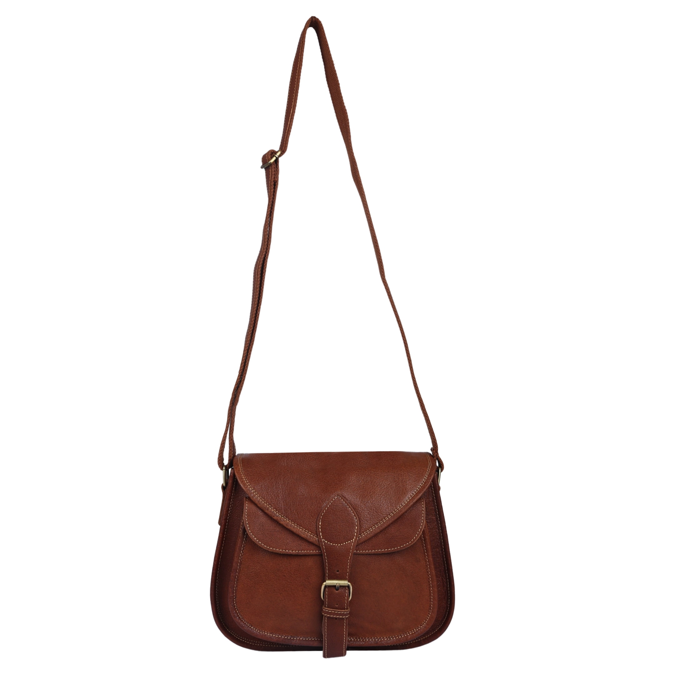 12-Inch Full-Grain Leather Crossbody Tote Bag for Women, Vintage Shoulder Purse with Multiple Pockets