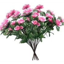 5 Bundles Artificial Azalea Flowers Realistic Silk Flowers Faux Rhododendrons Fake Floral Bouquet Arrangements Spring Fake Flowers for Garden Porch Table Patio Wedding Party Decor, Pink