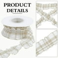 thumbnail image 6 of 10 Yards 1.5 Inch Beige Plaid Ribbon Checkered Ribbon Tan Gingham Double Chiffon Ruffled Edge Polyester Ribbon with Spool, 6 of 9