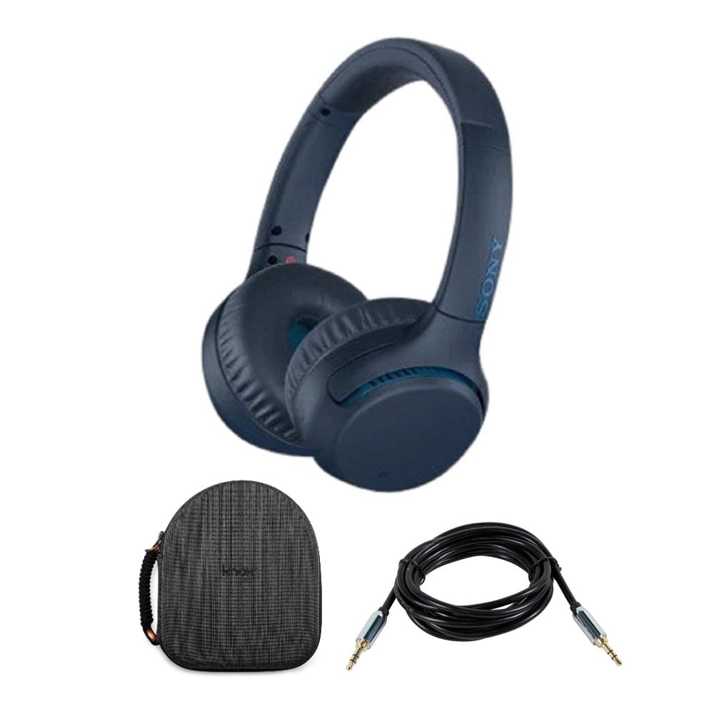 Sony WHXB700 Wireless Extra Bass Headphones (Blue) with AUX Cable and Case