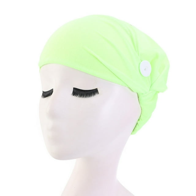 Green Heardband 1 Pcs Solid Color Headband Anti Slip Buttons Head Doctor Kerchief Hat