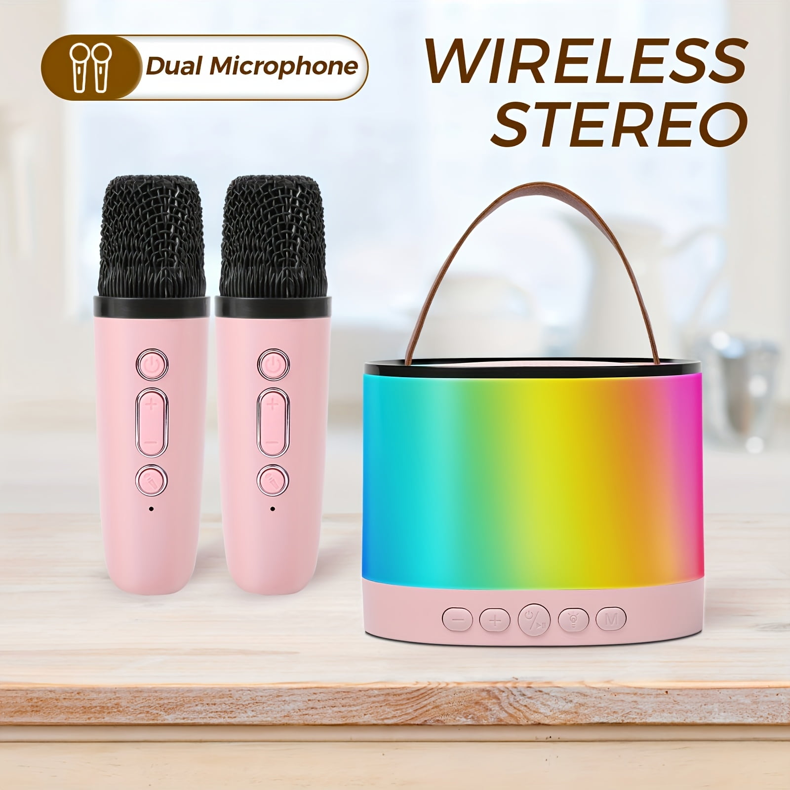 Portable Karaoke Machine with Wireless Microphone and Stereo Speaker, Type-C Rechargeable High-End Karaoke System, Compatible with Phones and Tablets for Home Parties and Outdoor Events, Perfect Gift