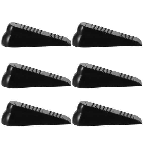 Rubber Door Stopper 6pcs Door Stopper Wedge Wedge Wall Protector for Bottom of Door on Carpet Door Stopper Wedge Suitable for All Floors Non- Scratching and Anti- Design Black