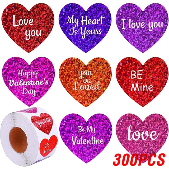 Pegatinas de corazón rojo para el Día de San Valentín, 100-500 piezas, 1 pulgada, embalaje para hornear, sellos de sobre, pegatinas decorativas de amor