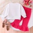 thumbnail image 3 of Fsqjgq Baby Girl Clothes Toddler Girls Valentine's Day Outfits Long Sleeve Heart Embroidered Sweatshirts Flare Pants Bell-Bottoms Clothing Sets 24M, 3 of 9