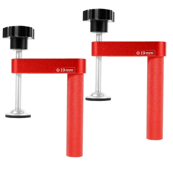 2Pcs Bench Dog Clamp 19mm Aluminum Alloy Woodworking Adjustable Dog Hole Clamp Bench Desktop Clip for Cutting Sanding Carpenter