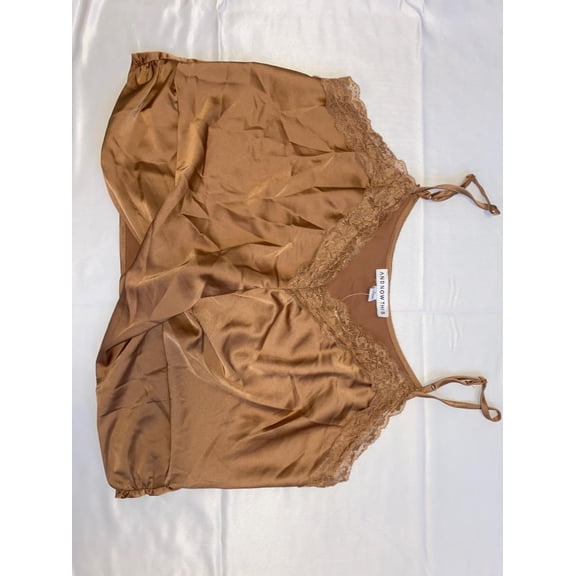 MSRP $29 And Now This Womens Twisted Crop Lace-Trim Camisole Beige Size Large