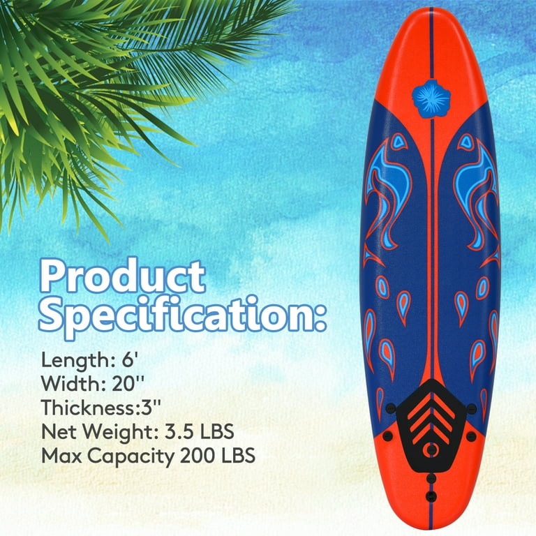 Topbuy 6' Foam Surfboard for Adults and Kids, Hard Bottom Topbuy 6' Foam Surfboard for Adults and Kids, Hard Bottom