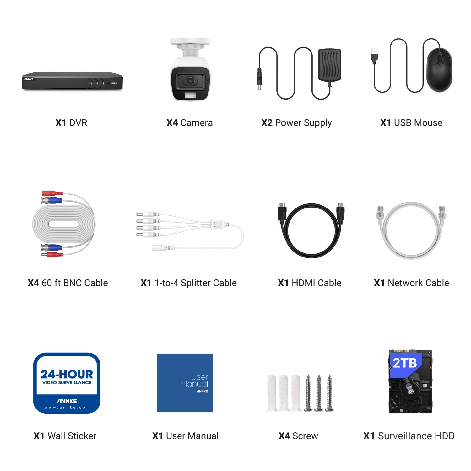 ANNKE 8CH 8MP Home Security Camera System for Indoor and Outdoor, AI DVR and 4x4K IP67 Bullet Home & Surveillance Cameras, Work with Alexa, Smart Dual Light, 2TB HDD