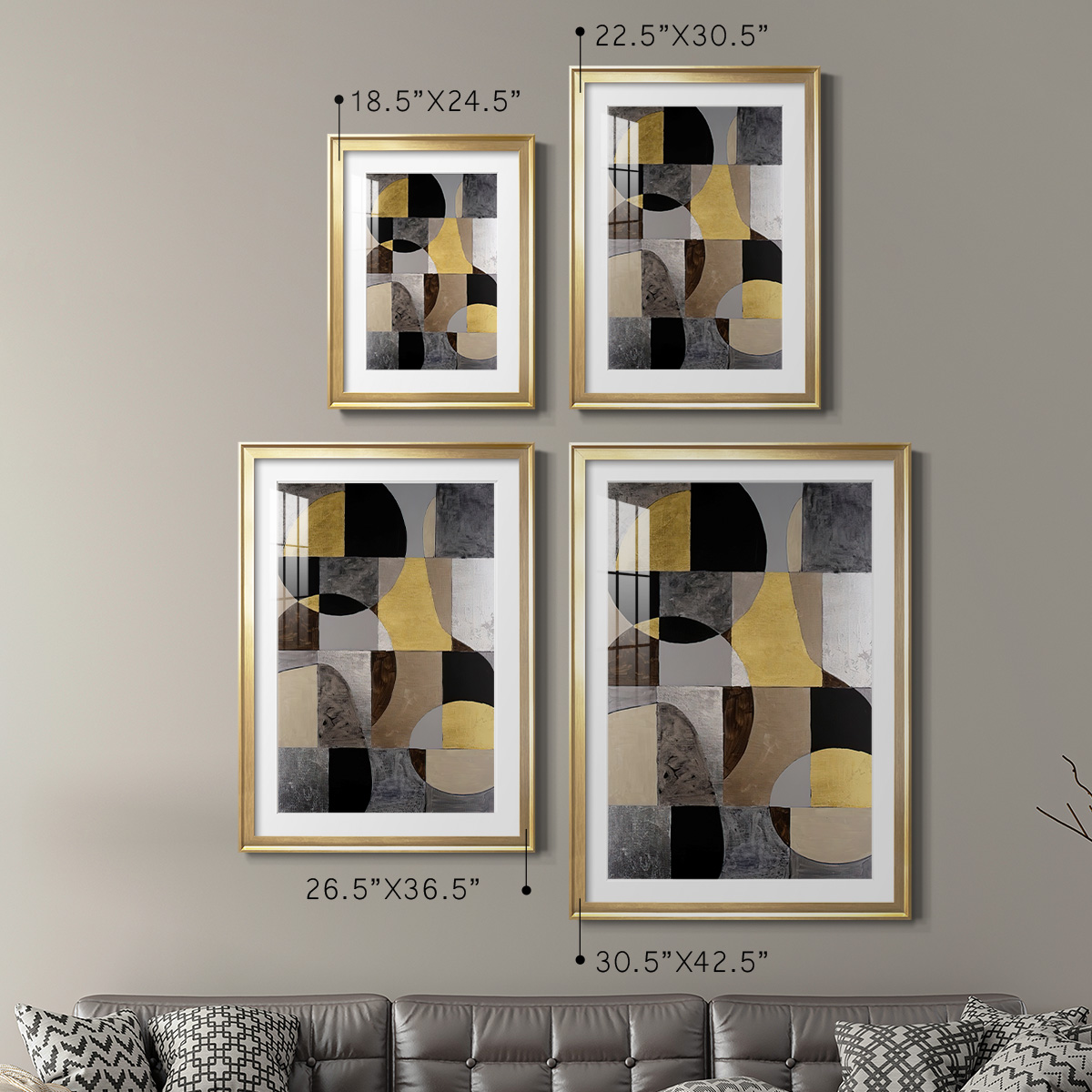 Wexford Home Neutral Framework I Premium Framed Print, 26.5" x 36.5" - Ready to Hang, Gold (Set of 2)