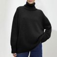 thumbnail image 2 of Chandail à Col Roulé pour Femmes, Haut Tricoté Ample, Doux, Confortable, Décontracté, Mode Hiver, Chaud, 2 of 4
