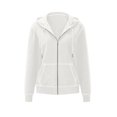 thumbnail image 4 of Women Full Zip Contrast Stitch Hooded Jacket Long Sleeve Hoodie with Pocket for Daily Casual Outdoor Size S, 4 of 8