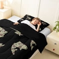 thumbnail image 4 of Feelyou Camouflage Spotted Pike Fish Twin Comforter Sets for Men, Rustic Fishing Bedding Set, Black, Black Reversible, 2pcs, 4 of 6