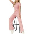 thumbnail image 6 of MINTREUS Lounge Sets for Women Short Sleeve Tops Wide Leg Pants Comfy Loungewear Two Piece Outfits with Pocketed, 6 of 7