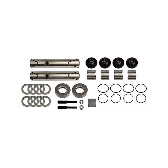King Pin Kit for Heavy Duty Trucks - Complete Front Axle Steering Repair Set with Bushings Thrust Bearings Seals & Hardware Replaces K122E R202001 308-297 FLTRLKP122E