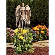 Y&K Decor Antiqued Metal Garden Angel Statue Patio Lawn Yard Indoor Outdoor Decorations (25.5)