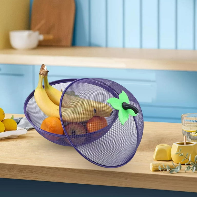 Mesh Fruit Basket with Lid Decorative Fruit Bowl for Kitchen Counter Banana