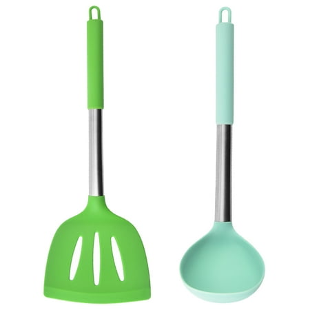 

Silicone Kitchen Utensil Set with Stainless Steel Handle Heat-Resistant & Dishwasher Safe Multi-Color