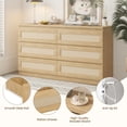 thumbnail image 5 of Huisuilinss 6 Drawer Rattan Dresser for Bedroom,Modern Double Dresser, Wood Storage Chest of Drawers for Closet, Living Room, Hallway and Entryway, Natural, 5 of 5