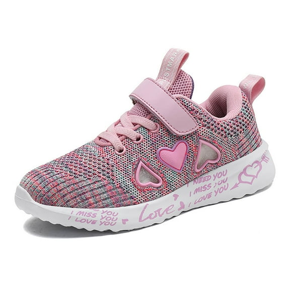 BYHONG Girls Flying Woven Sports Shoes Campus Leisure Light Soft Soled Shoes Kids Shoes Kids Shoes Pink 3 (US size)