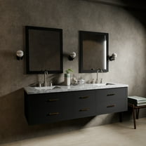 Castor 72 in W Black Double Bath Vanity and Carrara Marble Top