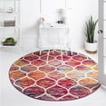 thumbnail image 2 of Unique Loom Trellis Frieze Geometric Lattice Rug 4' x 4' Round Multi/Red, 2 of 2
