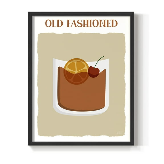 Old Fashioned in Black Solid Wood 8 x 10 Framed Print