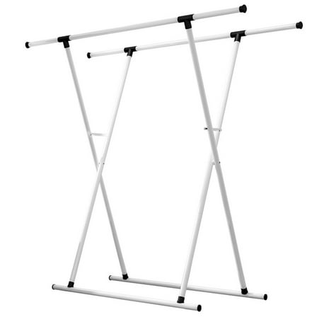 Clothes Drying Rack Foldable, Drying Rack with 2 Extendable Rods Large Laundry Loads for Indoor Outdoor, White