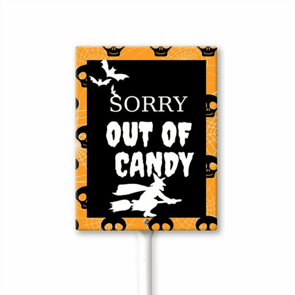 Eveokoki Sorry Out Of Candy Aluminum Decorative Garden Stakes - Outdoor Halloween Decor for Home, Yard Signs for Garden Lawn Patio 8x12Inch