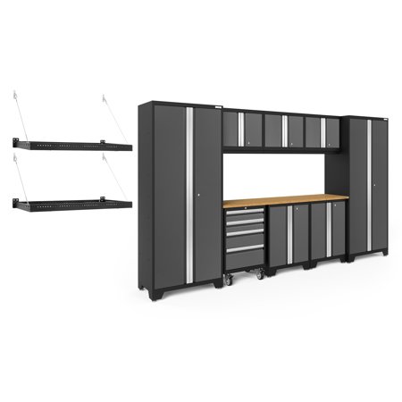 

NewAge Products Bold Series Gray 11 Piece Cabinet Set Heavy Duty 24-Gauge Steel Garage Storage System Wall Mounted Shelf Included