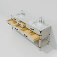thumbnail image 6 of Norwalk 84 in W x 22 in D White Oak Double Bath Vanity, Carrara Marble Top, and Faucet Set, 6 of 9