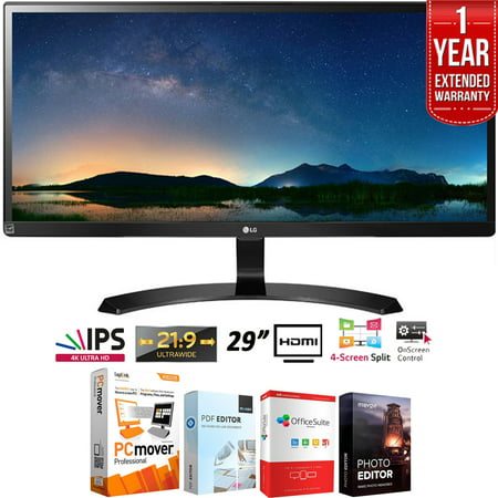 LG 29UM59A-P 29-Inch IPS WFHD (2560 x 1080) Ultrawide Monitor (2017 Model) + Elite Suite 18 Standard Editing Software Bundle + 1 Year Extended