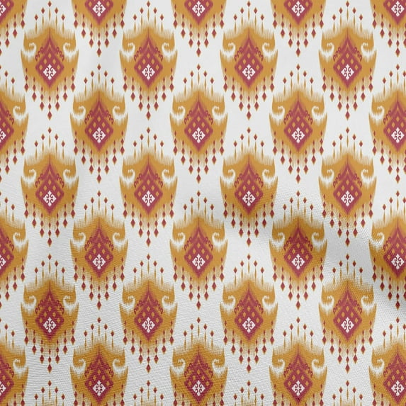 oneOone Cotton Poplin Twill Gamboge Yellow Fabric Asian Ikat Fabric For Sewing Printed Craft Fabric By The Yard 56 Inch Wide