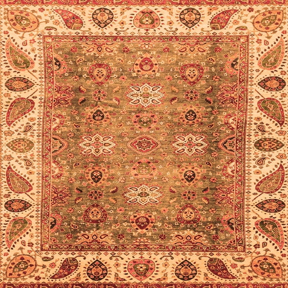 Ahgly Company Indoor Square Oriental Orange Traditional Area Rugs, 6' Square
