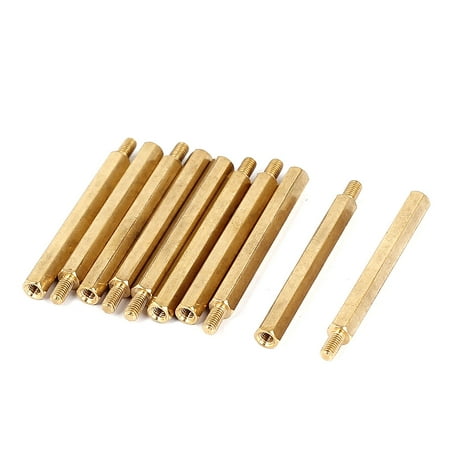 

M3x40+6mm Female/Male Thread Brass Hex Standoff Pillar Spacer Coupler Nut 10pcs