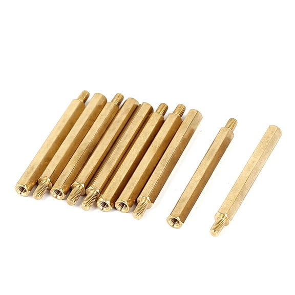 Unique Bargains M3x40 6mm Female/Male Thread Brass Hex Standoff Spacers Spacer Coupler Nut 10Pcs