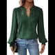 thumbnail image 3 of Blusas Bohemias de Larga con Cuello en V para Mujer, Blusas de con Lunares, Ropa de Crochet con Encaje Fluido, Ropa Informal de Moda. Verde Oscuro M, 3 of 9