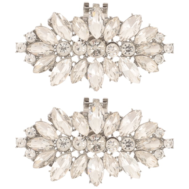 BRIGHTFUFU 1 par de clips de zapatos de diamantes de imitación extraíbles, hebillas de cristal para zapatos, adornos decorativos para zapatos de boda