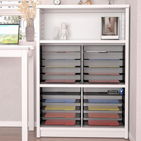 5 Tier Paper Organizer,Paper Tray Holder for Desk,Letter Size File Holder/Sorter,File Folders Shelf Organizer for Office,School,Home