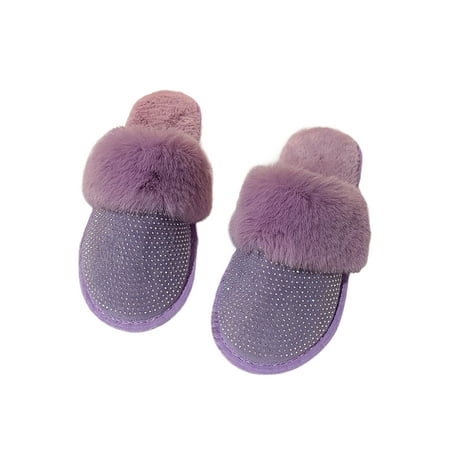 

Rockomi Ladies Non-slip Mules Home Breathable Slip On Fuzzy Slippers Women s Lightweight Plush Slipper