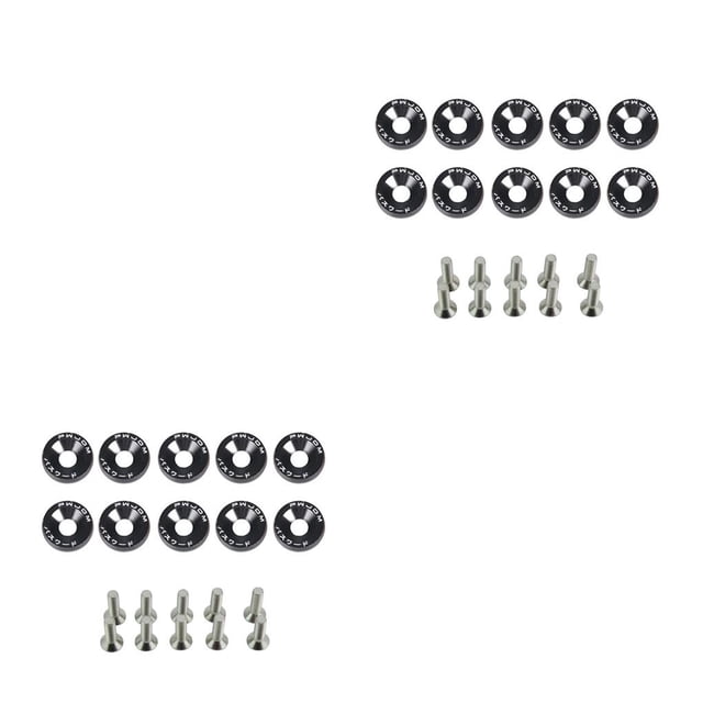 Riwesomey Juego surtido de arandelas de tornillos para coche de 10 piezas, juego surtido de arandelas de aleación de aluminio para vehículos, Negro 2piezas