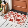 thumbnail image 3 of Strawberry Patchwork Bathroom Mat 2x3 FT, Non Slip Small Kitchen Mat, Red Farmhouse Love Hearts Plaid Washable Soft Backed Front Door Throw Rug Non-Shedding Indoor Outdoor Doormat for Entryway Sink, 3 of 7