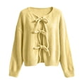 thumbnail image 4 of KICILVS Bow Tie Front Cardigan Women Long Sleeve Soft Knit Cropped Fit Sweater Elastic Cuffs Winter Bolero Top, 4 of 7