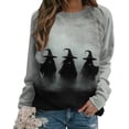 thumbnail image 4 of Funny Shirts for Women Halloween Ghost Crew Neck Sweatshirts Loose Fleece Lined Cute Graphic Pullover Tops Khaki, L, 4 of 5