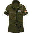 thumbnail image 4 of Camisa militar Camisas para hombre Estilo casual Ropa de moda Algodón Manga corta Retro Vintage 6XL Bordado Blanco Envío directo, 4 of 5
