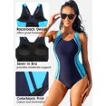 thumbnail image 4 of Alove Womens One-piece Durable Open Back Swimwear Pro One Piece Athletic Bathing Suit Crew Neck Color Block Swimsuit, 4 of 6