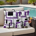 thumbnail image 4 of Purple Black Geometric Outdoor Waterproof Pillow Covers, Minimalist Stripes Abstract Art Decorative Square Throw Pillowcase Sofa Cushion Sham for Patio/Couch/Chair, 24"x24" 2 Pack, 4 of 8