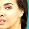 thumbnail image 5 of 1 Ct Round Cut Drop Dangle Green Crystal 14K Rose Solid Gold Everyday Dainty Earrings Lever Back, 5 of 7